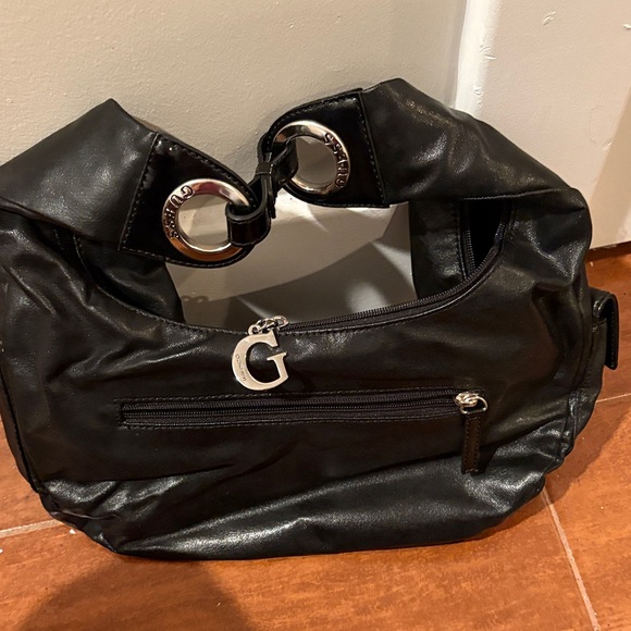 Guess Black Hobo Bag with Silver Accents - Picture 1 of 1